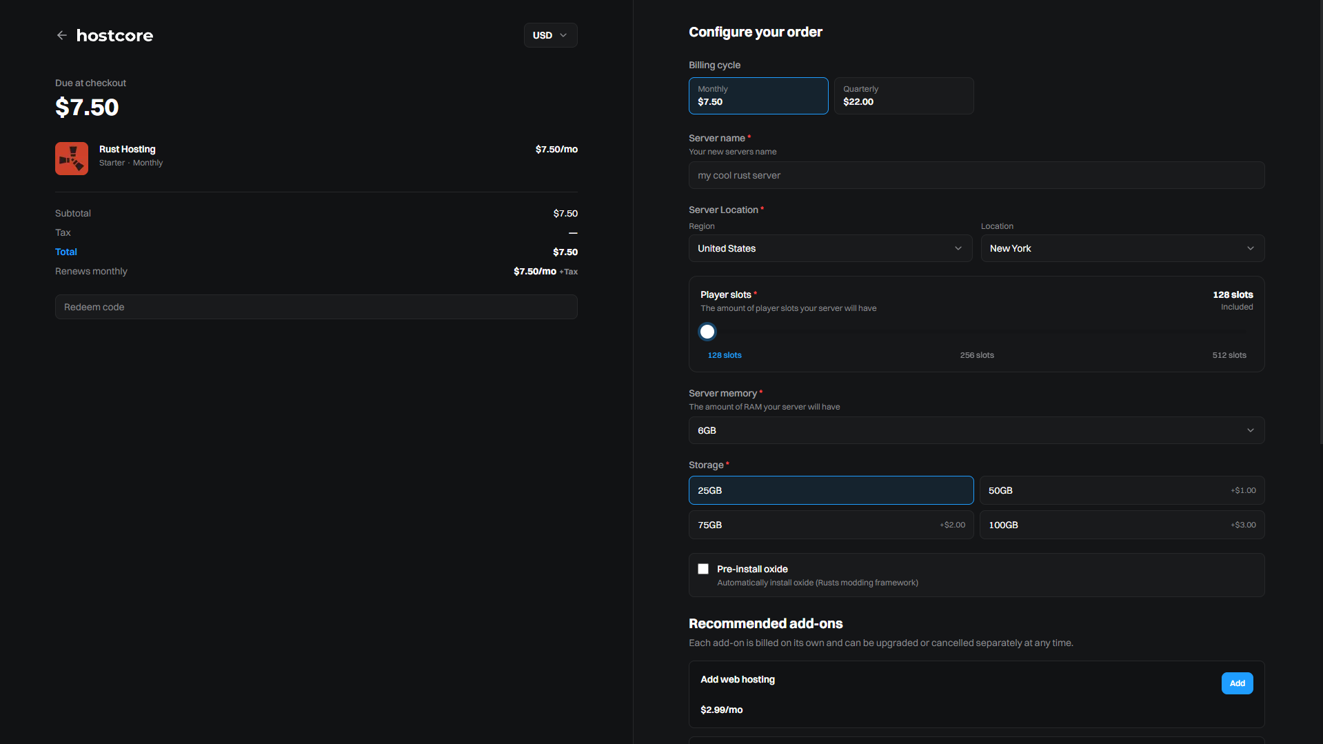 HostCore checkout screenshot placeholder